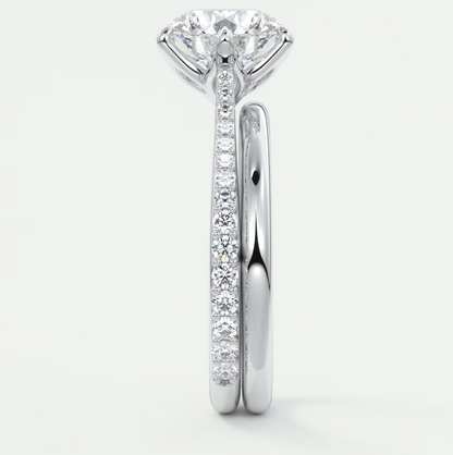 Custom made solenne round 6-prong cathedral solitaire engagement ring | diamondlab