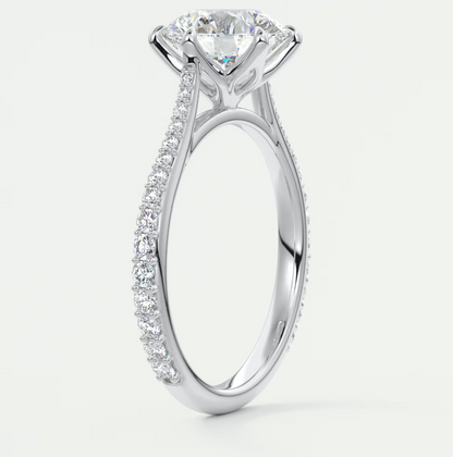 Custom made solenne round 6-prong cathedral solitaire engagement ring | diamondlab