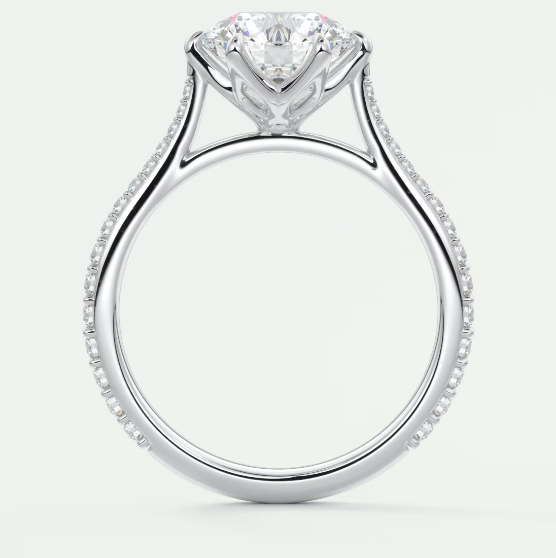 Custom made solenne round 6-prong cathedral solitaire engagement ring | diamondlab