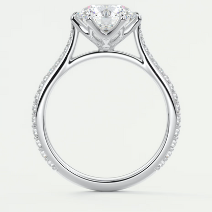 Custom made solenne round 6-prong cathedral solitaire engagement ring | diamondlab