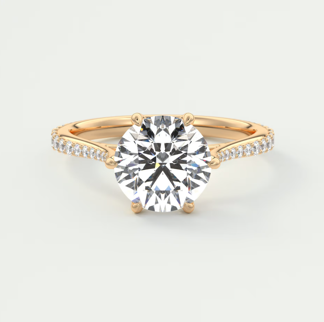 Custom made solenne round 6-prong cathedral solitaire engagement ring | diamondlab
