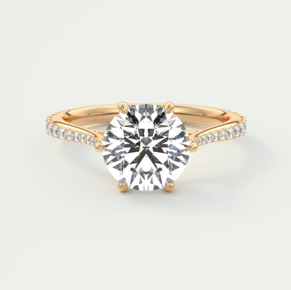 Custom made solenne round 6-prong cathedral solitaire engagement ring | diamondlab