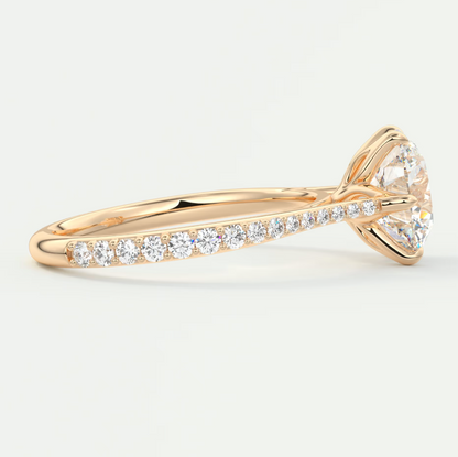 Custom made solenne round 6-prong cathedral solitaire engagement ring | diamondlab