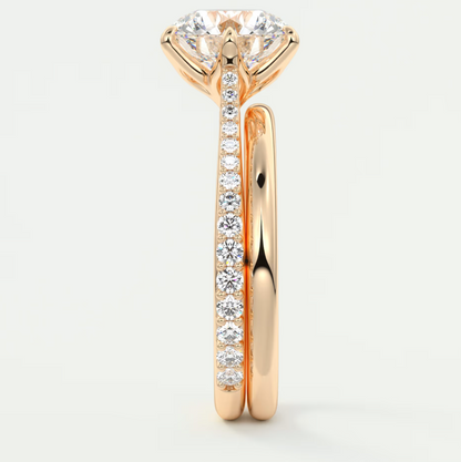 Custom made solenne round 6-prong cathedral solitaire engagement ring | diamondlab