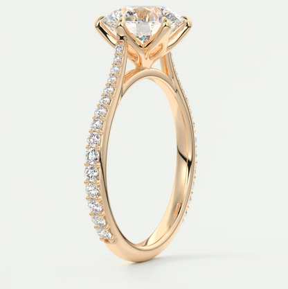 Custom made solenne round 6-prong cathedral solitaire engagement ring | diamondlab