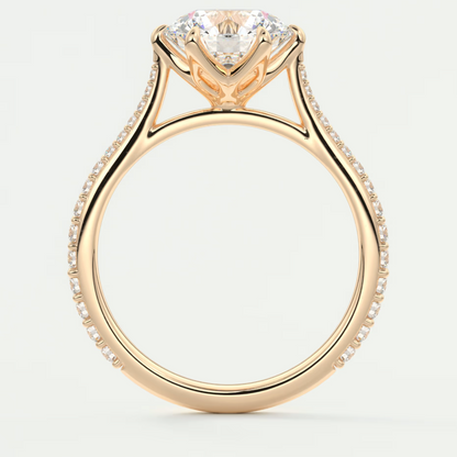 Custom made solenne round 6-prong cathedral solitaire engagement ring | diamondlab
