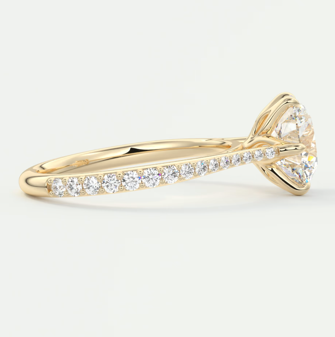 Custom made solenne round 6-prong cathedral solitaire engagement ring | diamondlab