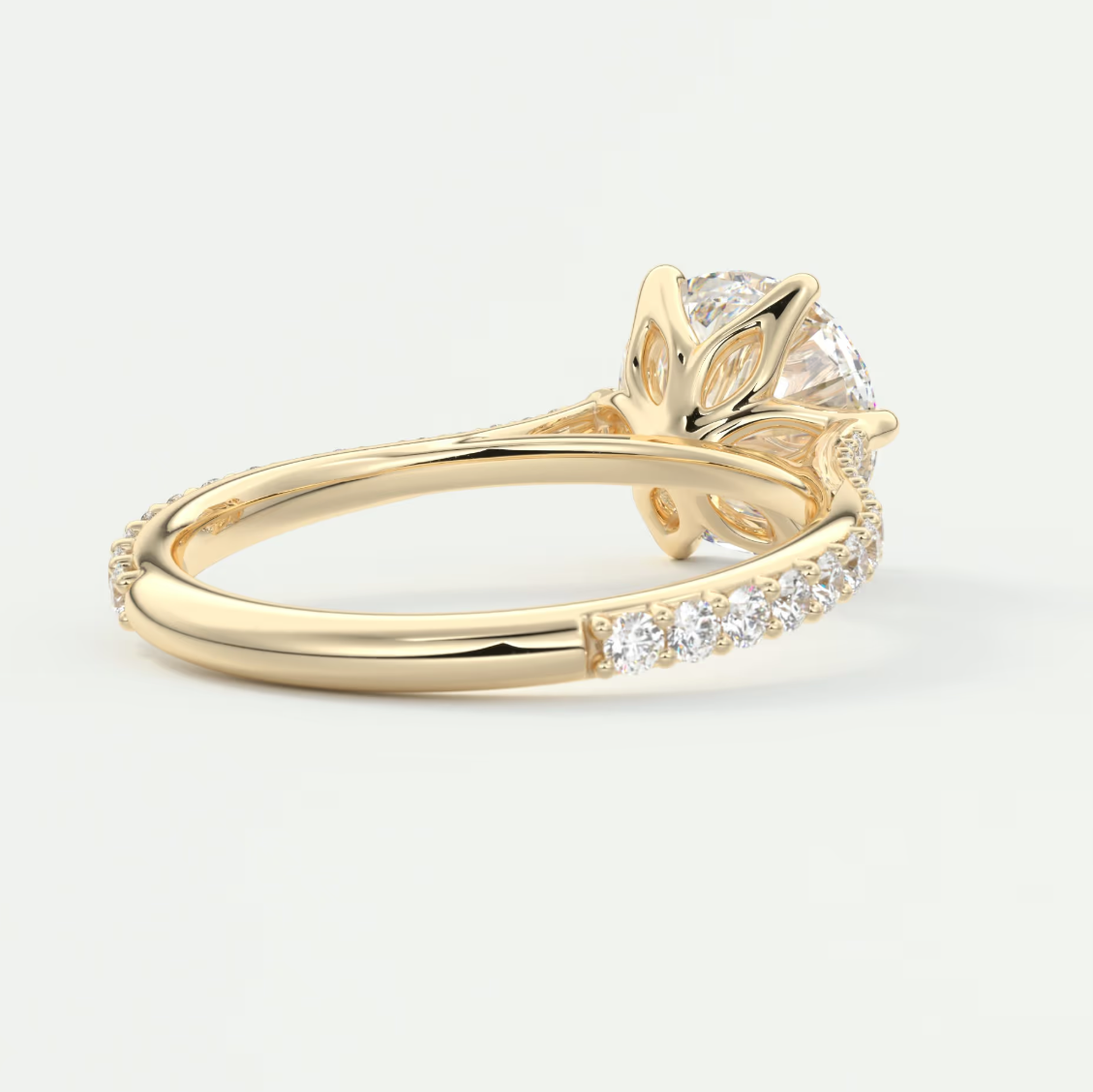 Custom made solenne round 6-prong cathedral solitaire engagement ring | diamondlab