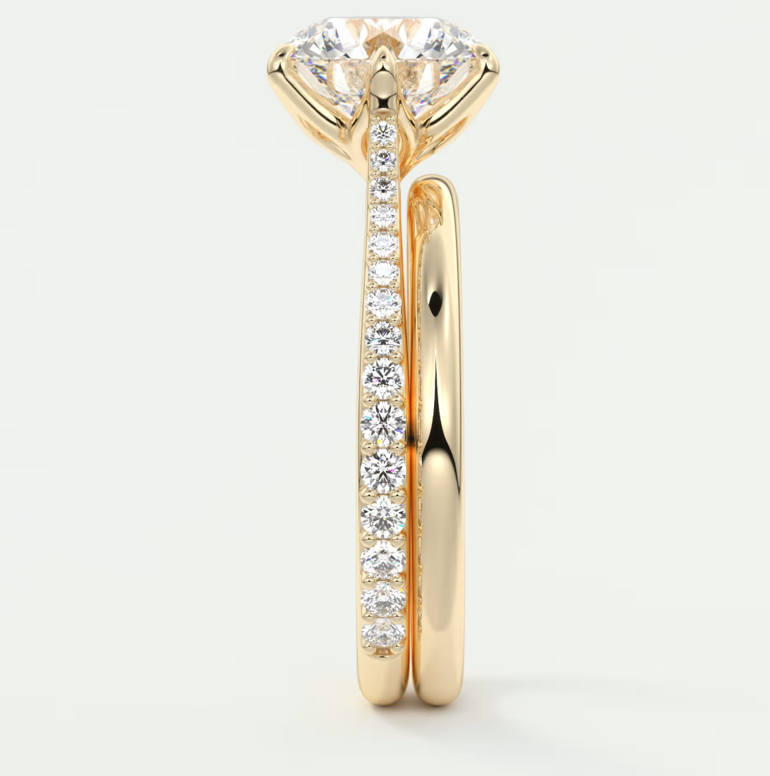 Custom made solenne round 6-prong cathedral solitaire engagement ring | diamondlab