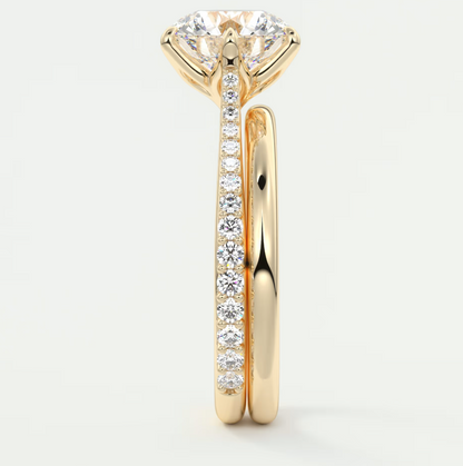 Custom made solenne round 6-prong cathedral solitaire engagement ring | diamondlab