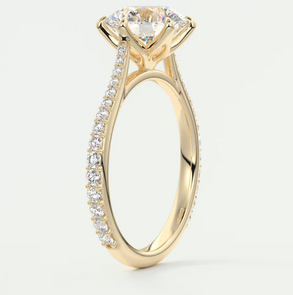 Custom made solenne round 6-prong cathedral solitaire engagement ring | diamondlab