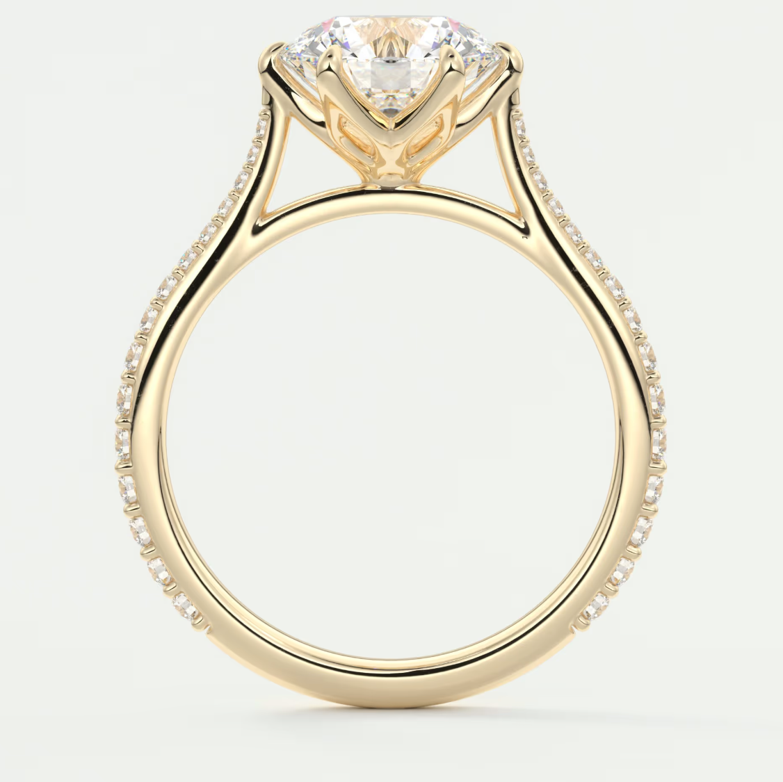 Custom made solenne round 6-prong cathedral solitaire engagement ring | diamondlab