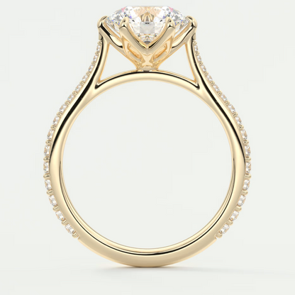 Custom made solenne round 6-prong cathedral solitaire engagement ring | diamondlab