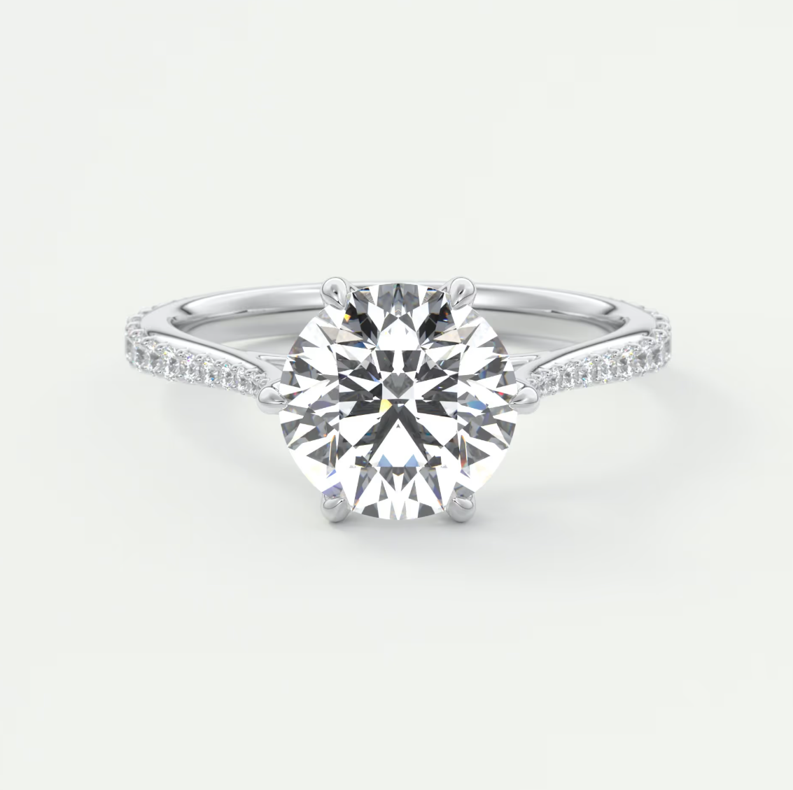 Custom made solenne round 6-prong cathedral solitaire engagement ring | diamondlab