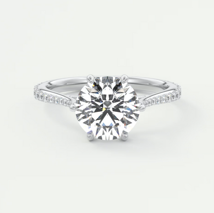 Custom made solenne round 6-prong cathedral solitaire engagement ring | diamondlab