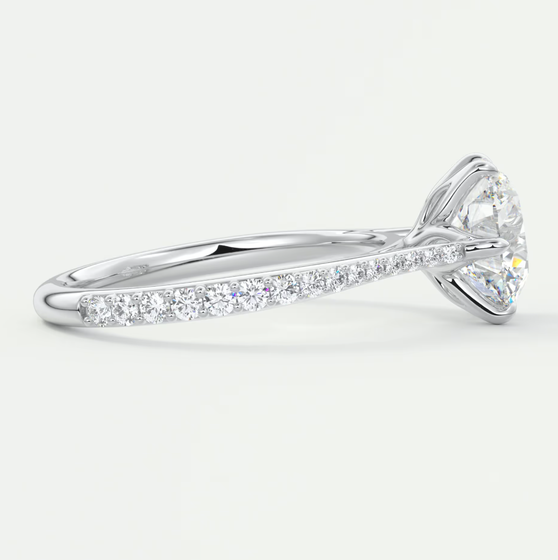 Custom made solenne round 6-prong cathedral solitaire engagement ring | diamondlab