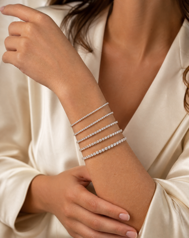 Moissanite tennis bracelet – 18k white gold plated silver
