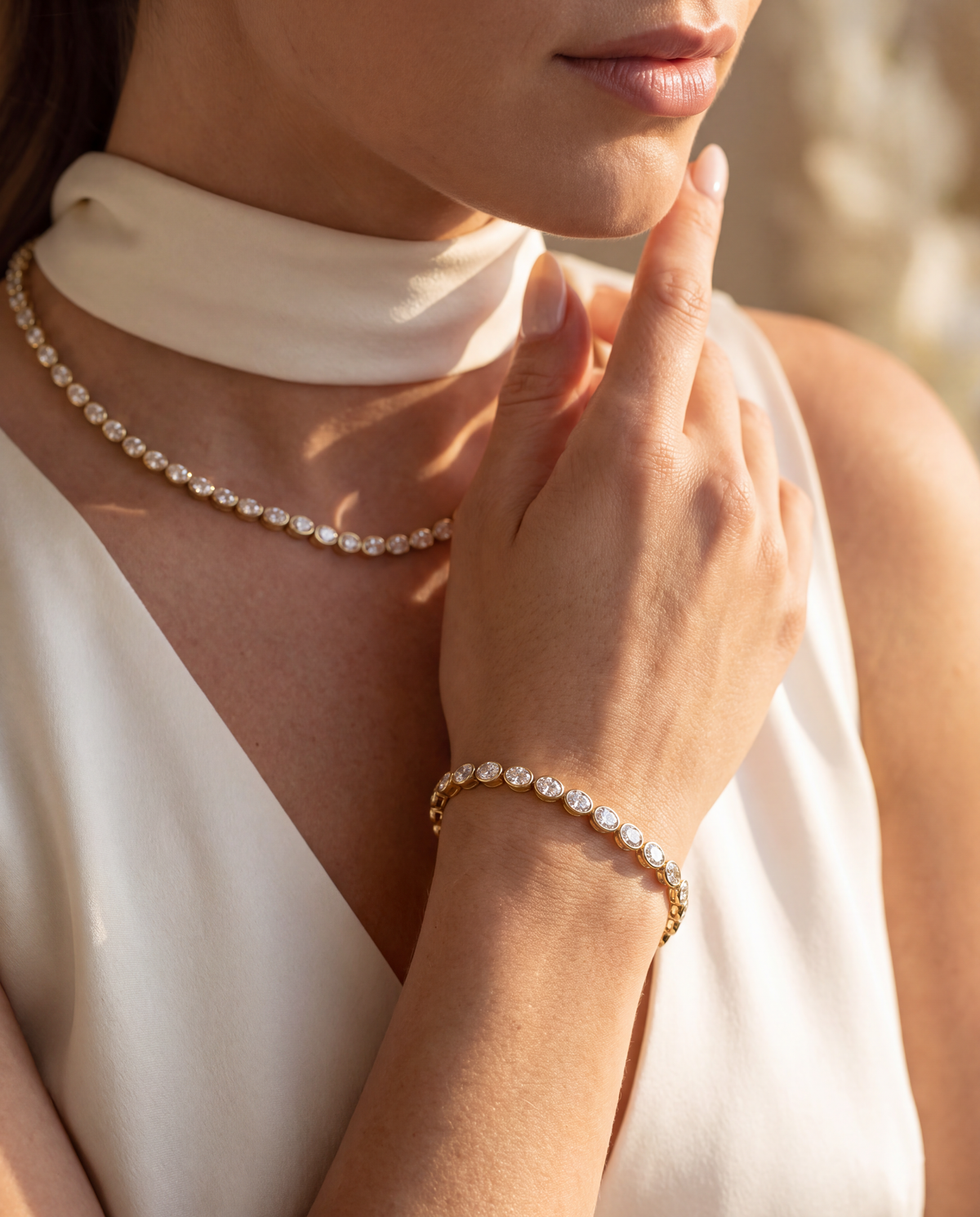 Meridian oval 5 carat lab grown diamond tennis bracelet