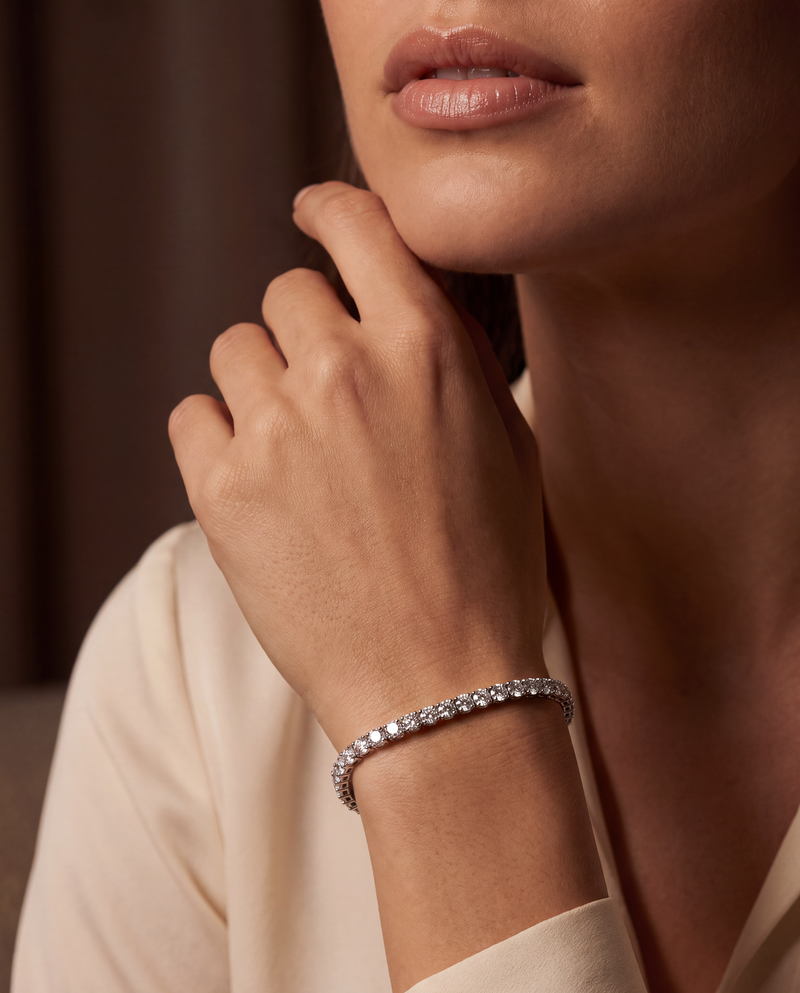 Moissanite tennis bracelet – 18k white gold plated silver