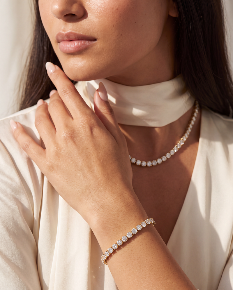 Moissanite tennis bracelet – 18k yellow gold plated silver