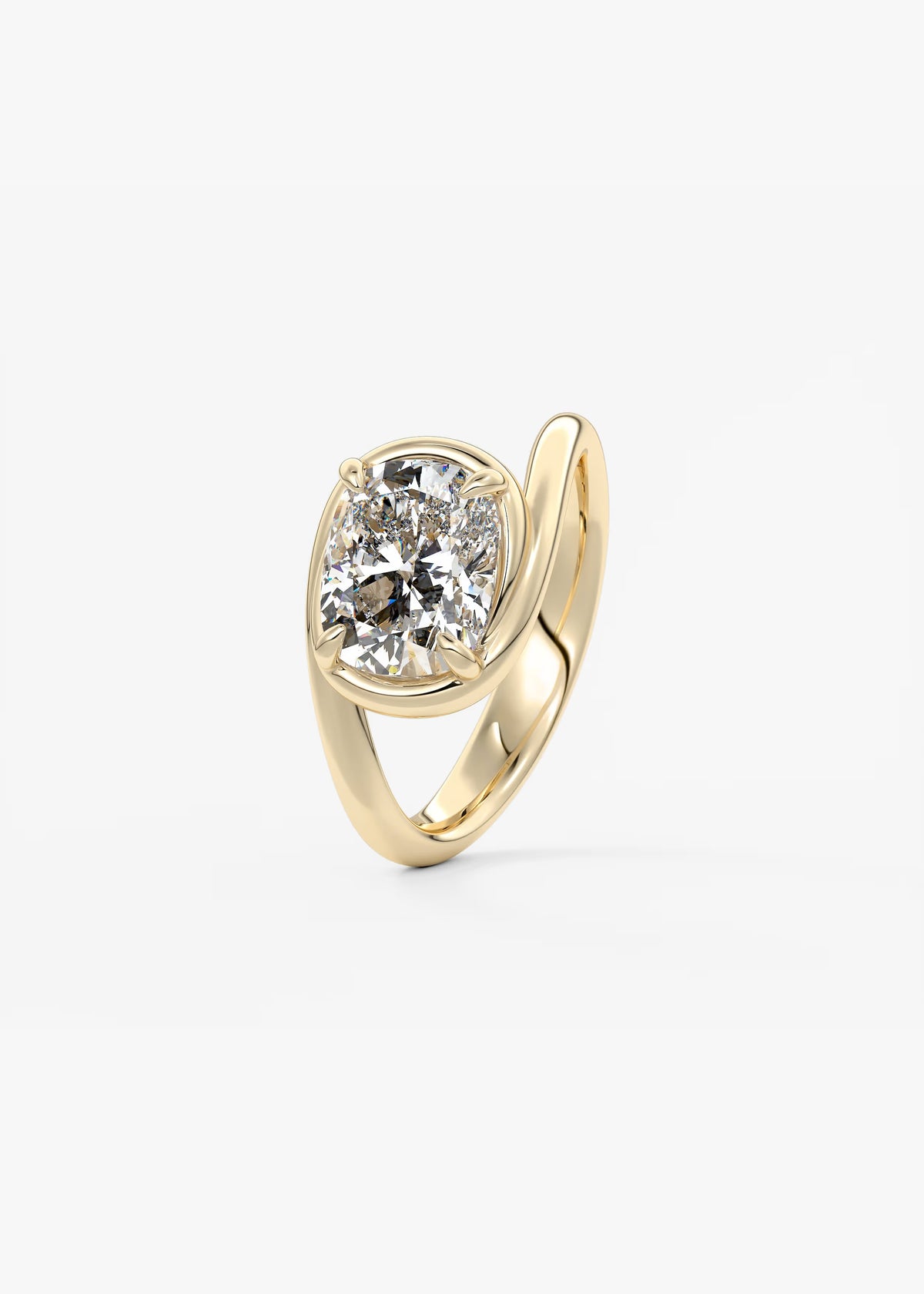 The flow elongated cushion lab diamond engagement ring - 1.93ct d vvs2 | 18k yellow gold