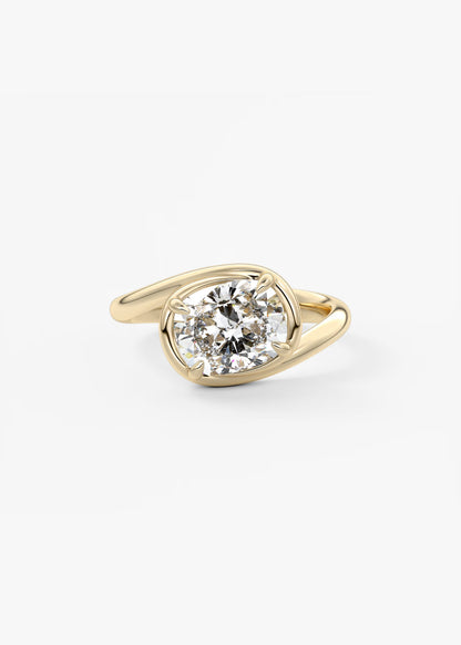 The flow elongated cushion lab diamond engagement ring - 1.93ct d vvs2 | 18k yellow gold