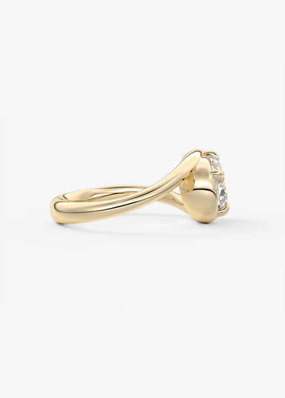 The flow elongated cushion lab diamond engagement ring - 1.93ct d vvs2 | 18k yellow gold