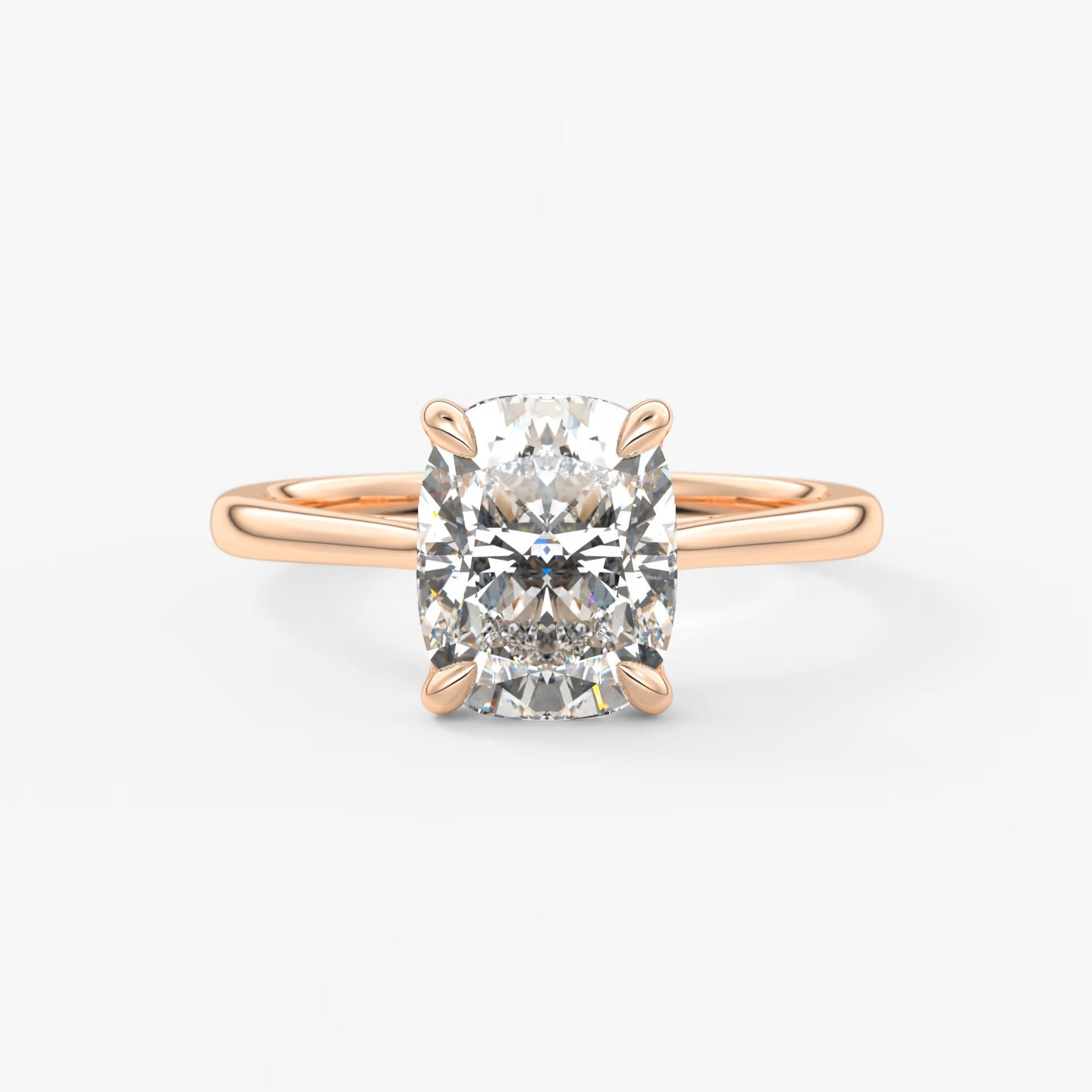 Tulip cathedral elongated cushion engagement ring