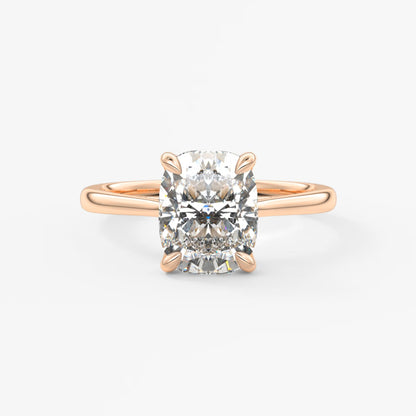 Tulip cathedral elongated cushion engagement ring
