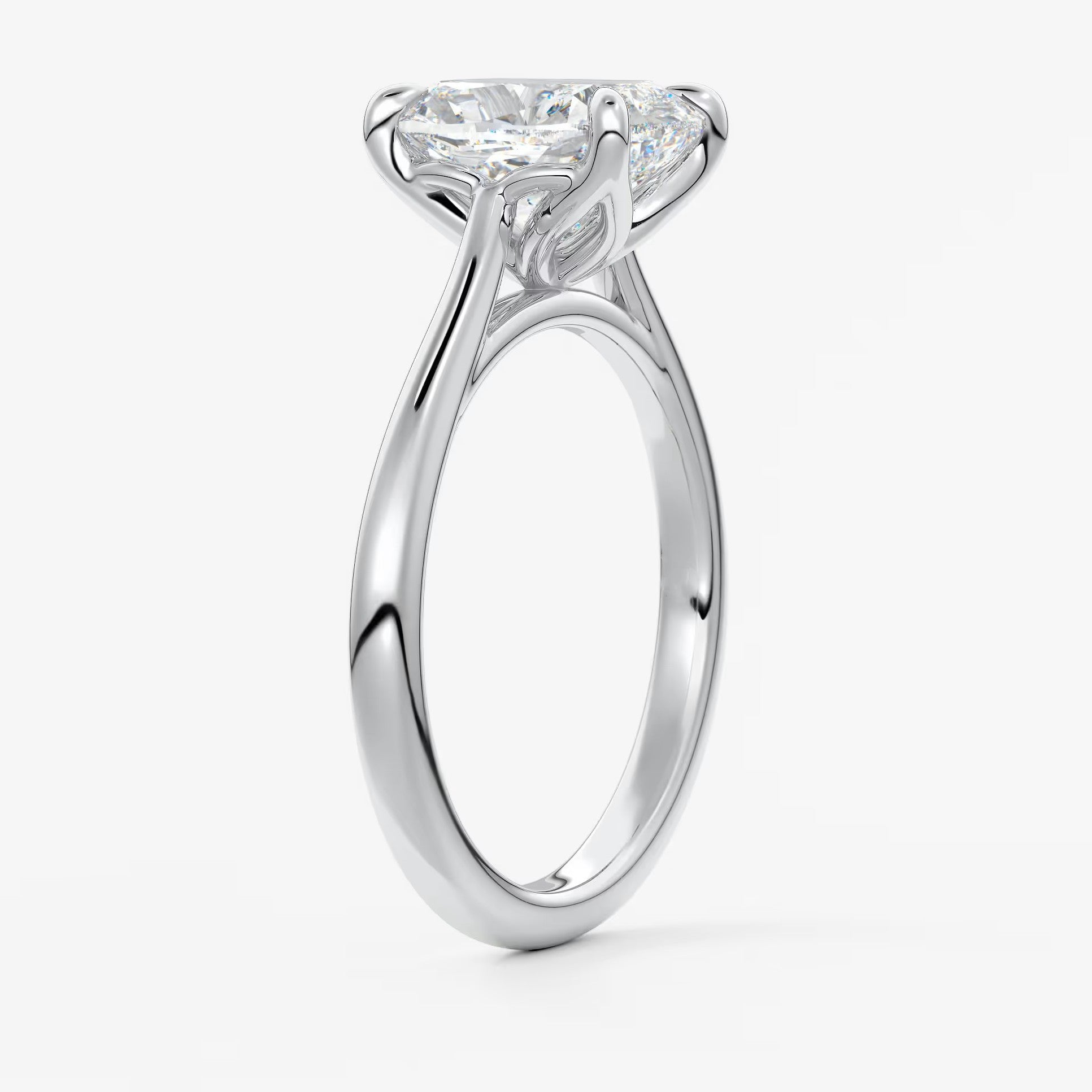 Tulip cathedral elongated cushion engagement ring