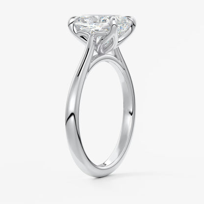 Tulip cathedral elongated cushion engagement ring