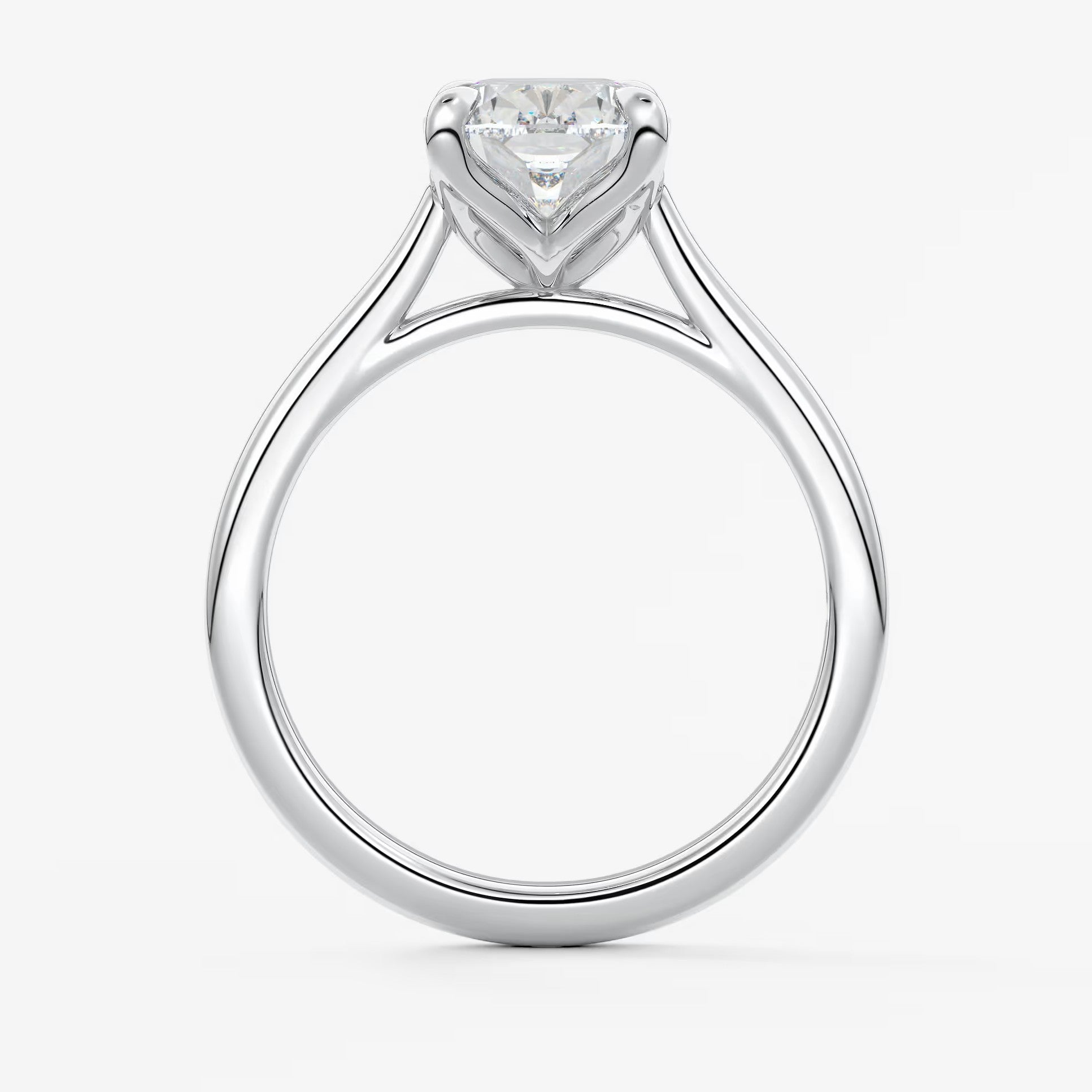 Tulip cathedral elongated cushion engagement ring