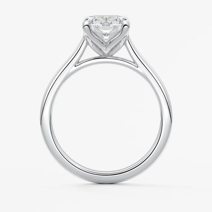 Tulip cathedral elongated cushion engagement ring