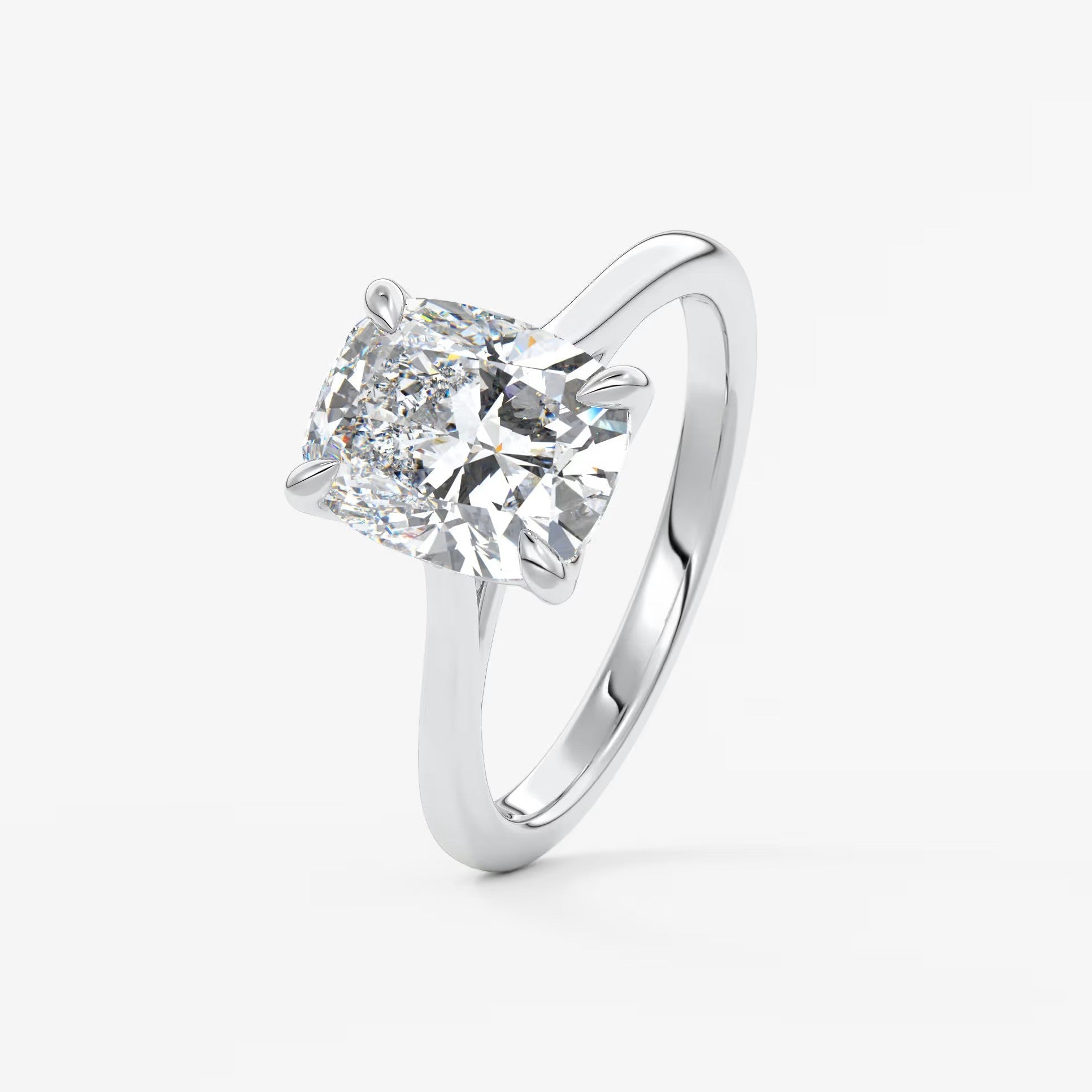 Tulip cathedral elongated cushion engagement ring