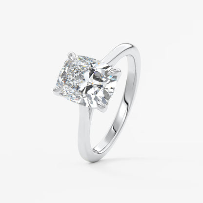 Tulip cathedral elongated cushion engagement ring