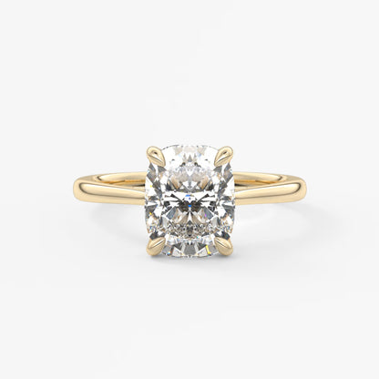 Tulip cathedral elongated cushion engagement ring