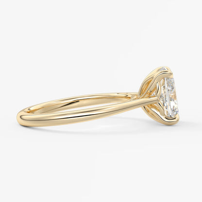 Tulip cathedral elongated cushion engagement ring