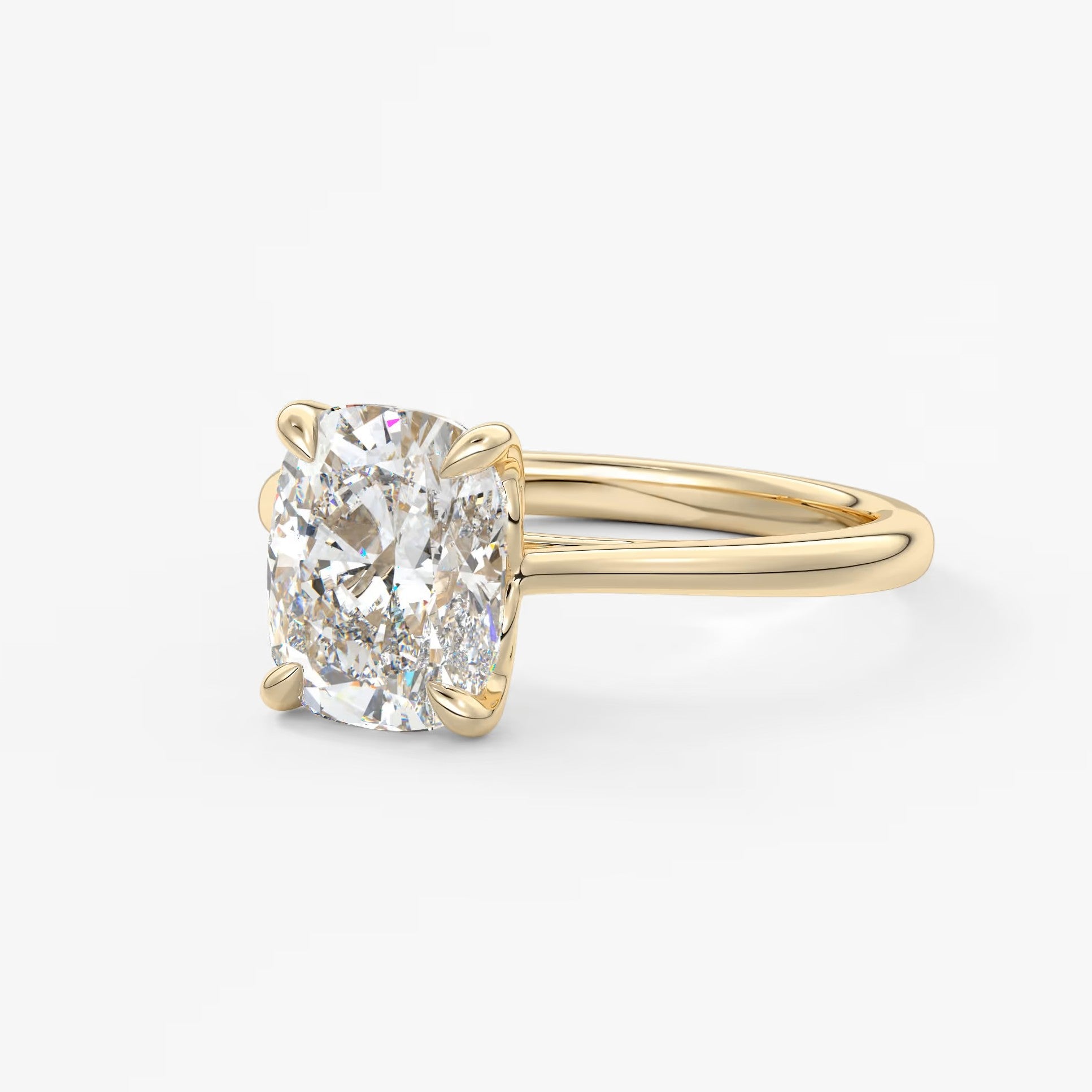 Tulip cathedral elongated cushion engagement ring