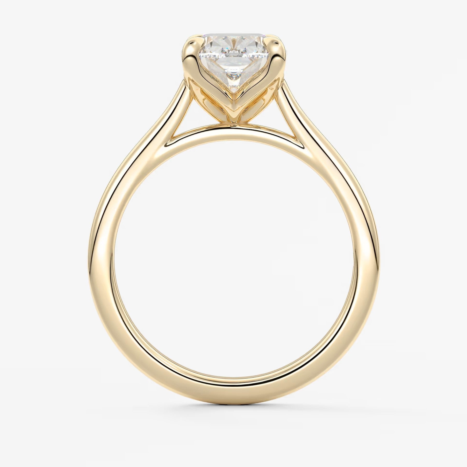 Tulip cathedral elongated cushion engagement ring