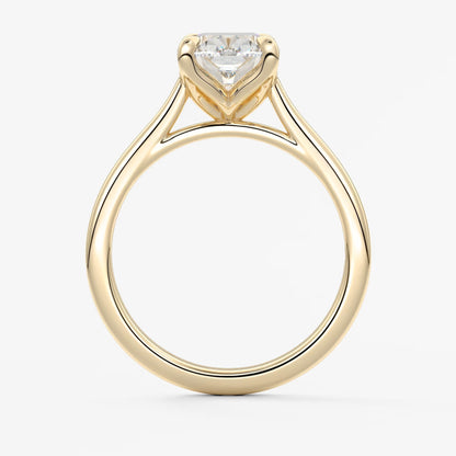 Tulip cathedral elongated cushion engagement ring