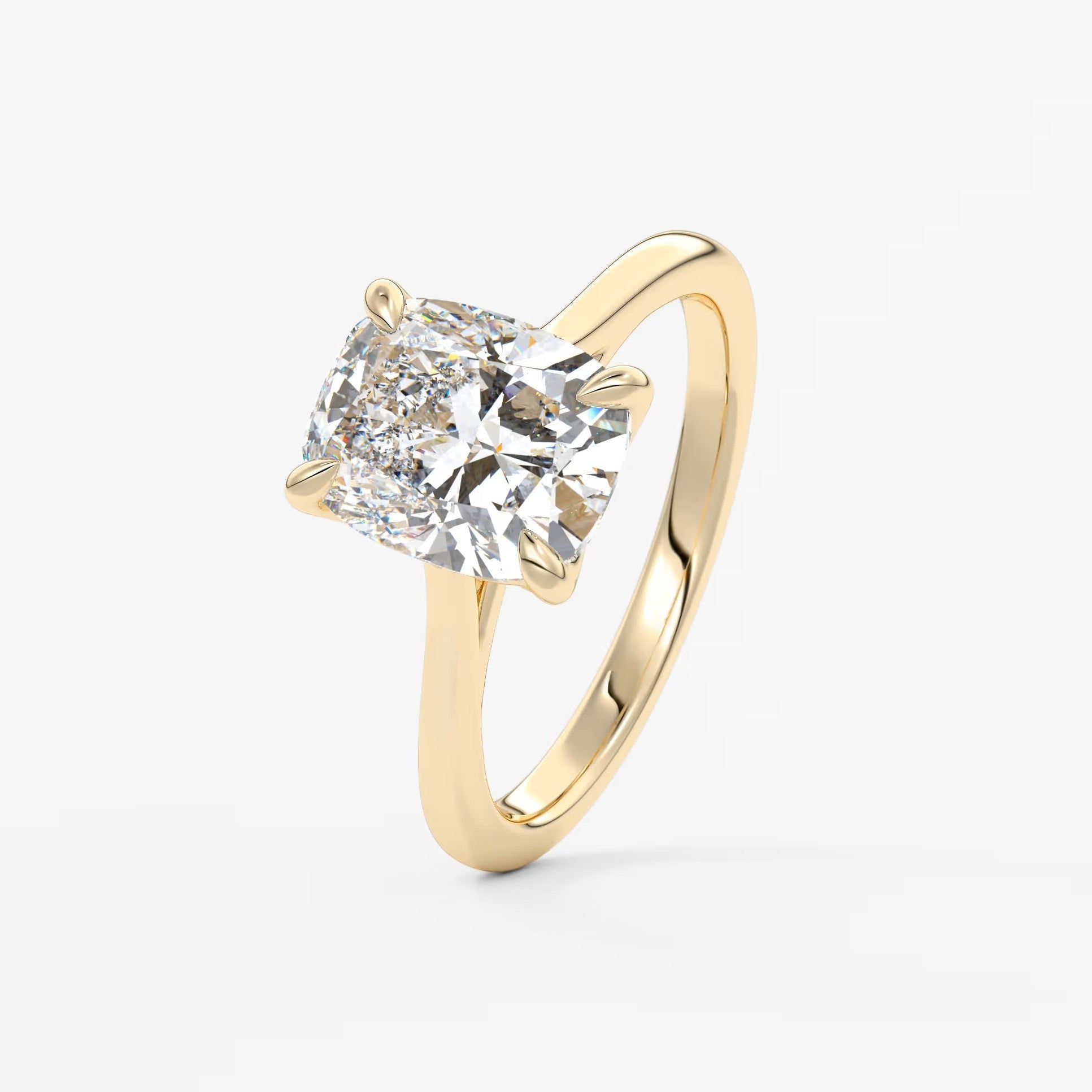 Tulip cathedral elongated cushion engagement ring
