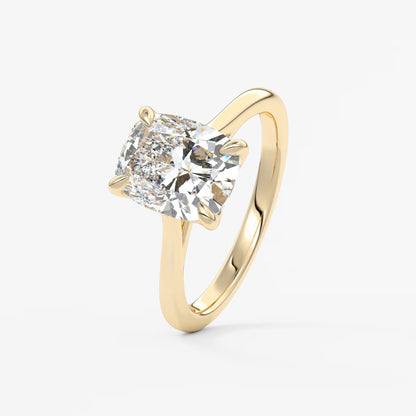 Tulip cathedral elongated cushion engagement ring