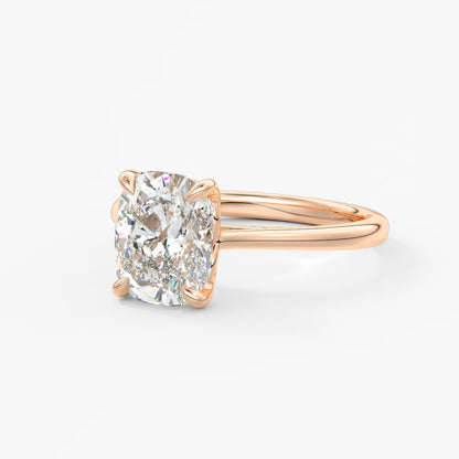 Tulip cathedral elongated cushion engagement ring