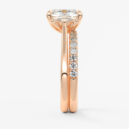 Tulip cathedral elongated cushion engagement ring