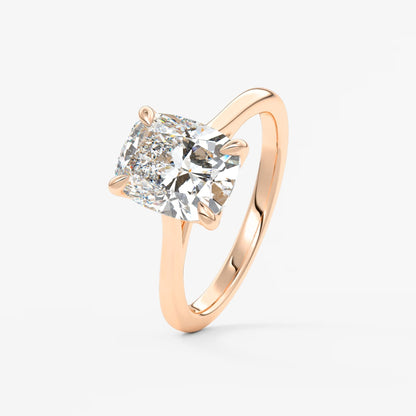 Tulip cathedral elongated cushion engagement ring
