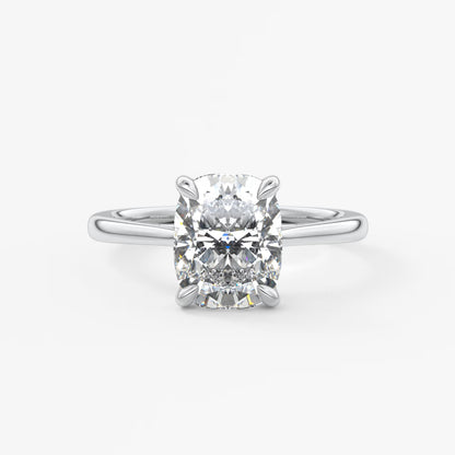Tulip cathedral elongated cushion engagement ring