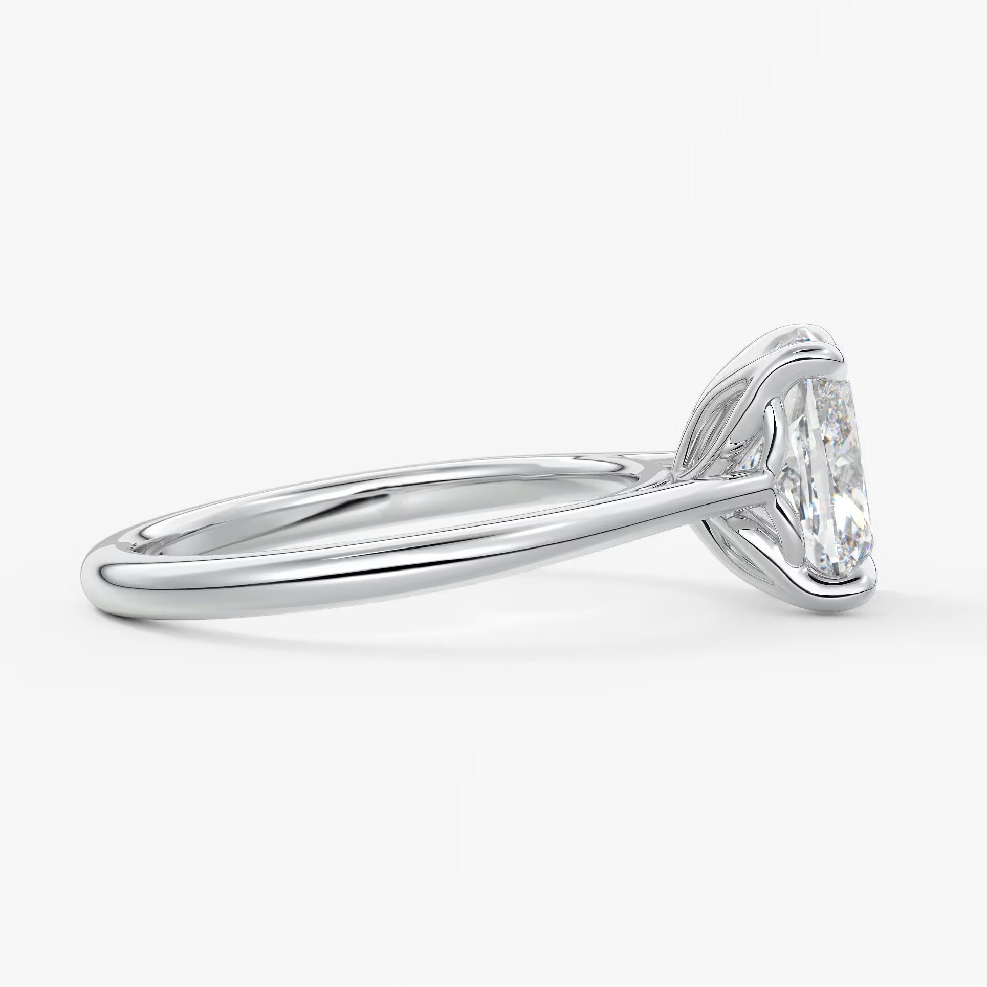 Tulip cathedral elongated cushion engagement ring