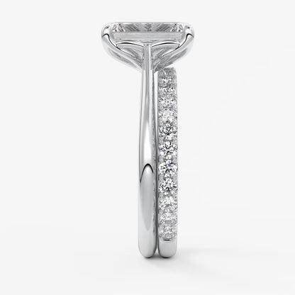 Tulip emerald cathedral engagement ring