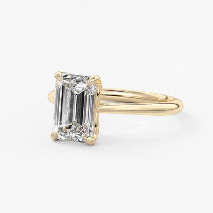 Tulip emerald cathedral engagement ring
