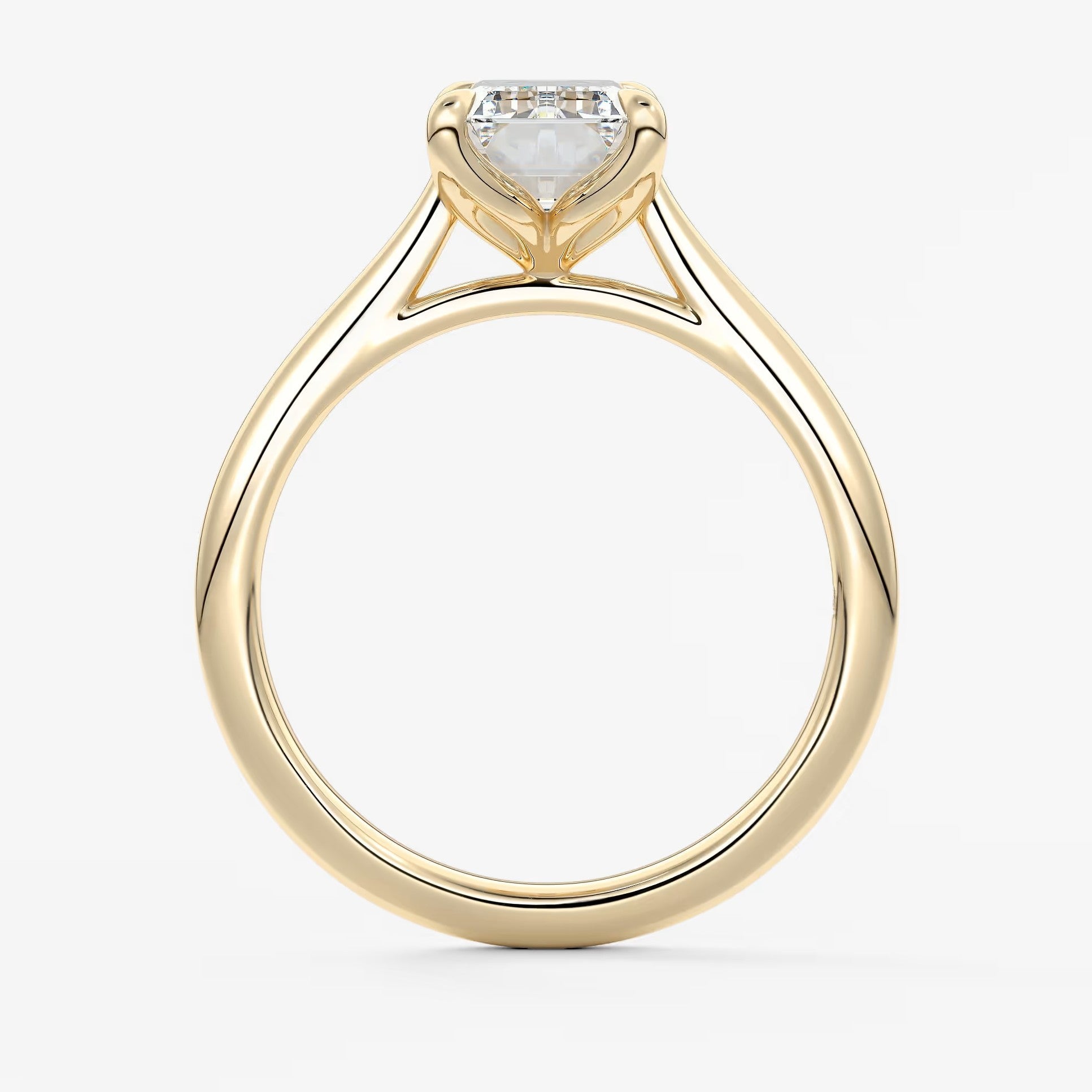 Tulip emerald cathedral engagement ring